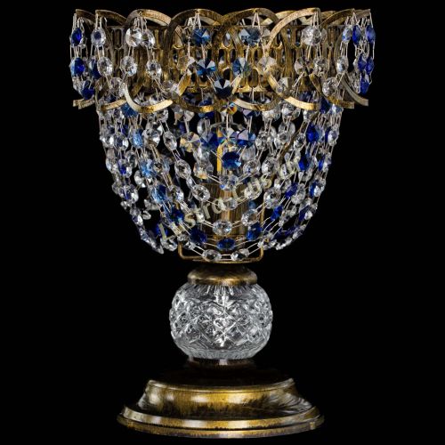 Настольная лампа Астра ажур №1 под бронзу Синяя в Симферополе Гусь Хрустальный