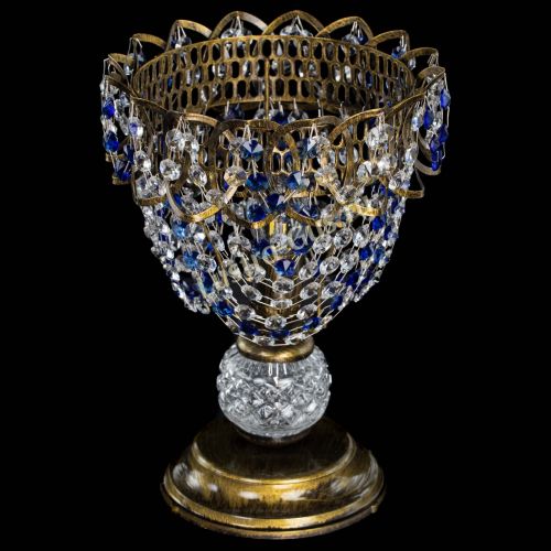 Настольная лампа Астра ажур №1 под бронзу Синяя в Симферополе Гусь Хрустальный