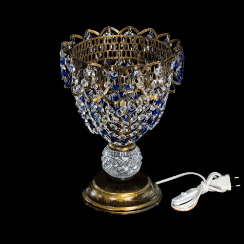 Настольная лампа Астра ажур №1 под бронзу Синяя в Симферополе Гусь Хрустальный