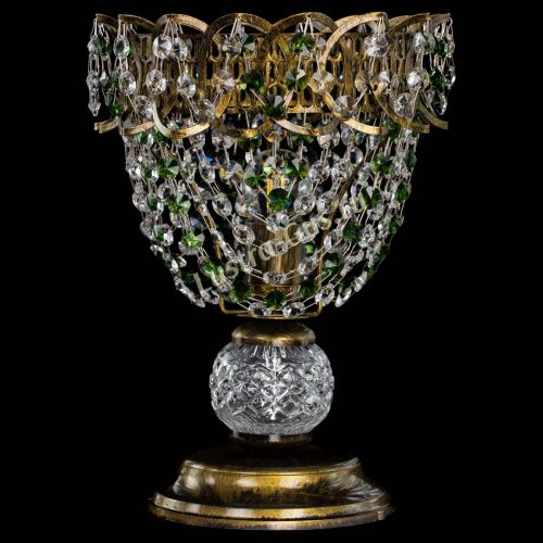 Настольная лампа Астра ажур №1 под бронзу Зеленая в Симферополе Гусь Хрустальный