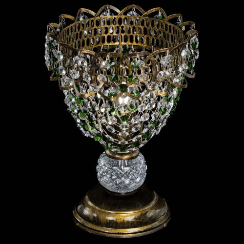 Настольная лампа Астра ажур №1 под бронзу Зеленая в Симферополе Гусь Хрустальный