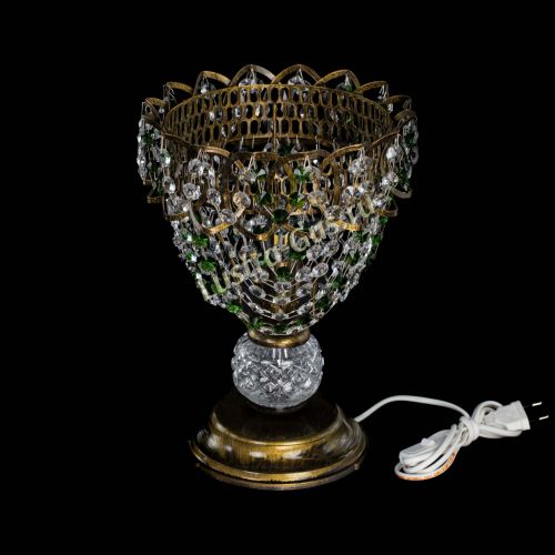 Настольная лампа Астра ажур №1 под бронзу Зеленая в Симферополе Гусь Хрустальный