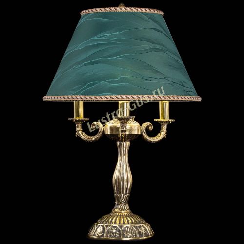 Бронзовая настольная лампа Аврора №3 с абажуром в Симферополе Гусь Хрустальный