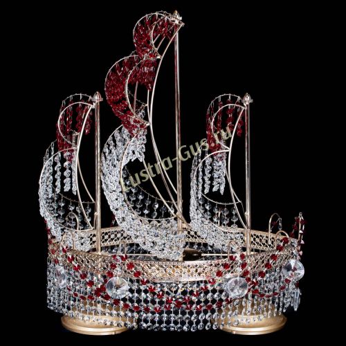 Настольная лампа Корвет № 2 Венеция красный в Симферополе Гусь Хрустальный