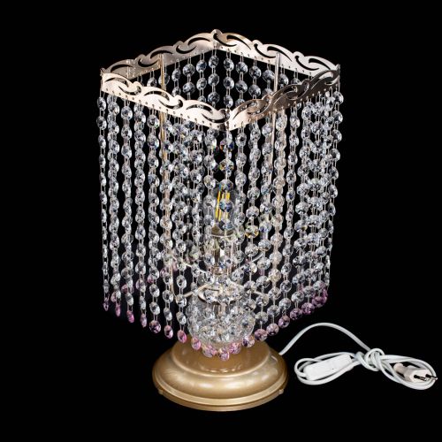 Настольная лампа Квадрат оптикон №1 розовая в Симферополе Гусь Хрустальный