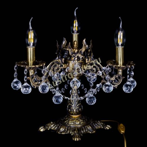 Бронзовая настольная лампа Муза №3 шар в Симферополе Гусь Хрустальный