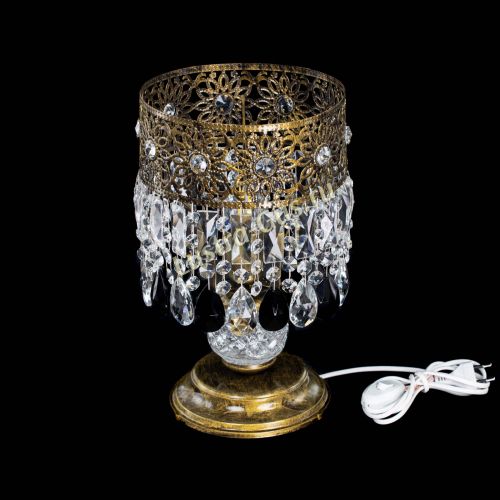 Настольная лампа Восток с пластинками под бронзу Черная в Симферополе Гусь Хрустальный