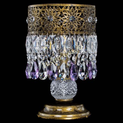 Настольная лампа Восток с пластинками под бронзу Фиолетовая в Симферополе Гусь Хрустальный
