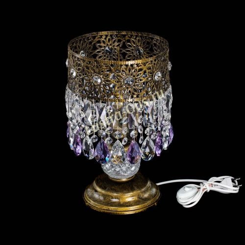 Настольная лампа Восток с пластинками под бронзу Фиолетовая в Симферополе Гусь Хрустальный