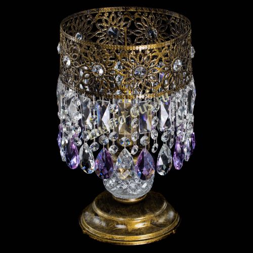 Настольная лампа Восток с пластинками под бронзу Фиолетовая в Симферополе Гусь Хрустальный
