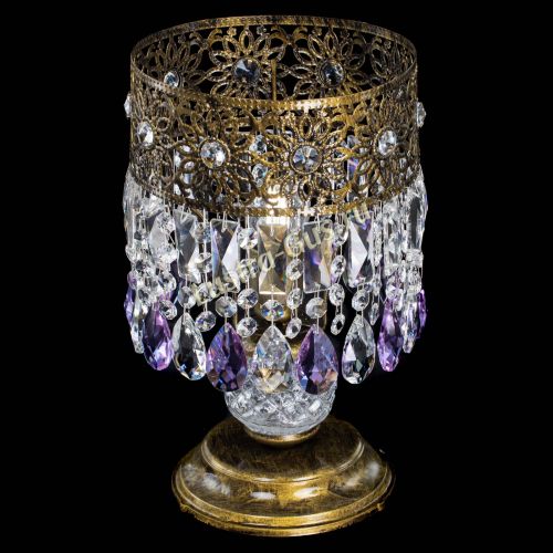 Настольная лампа Восток с пластинками под бронзу Фиолетовая в Симферополе Гусь Хрустальный