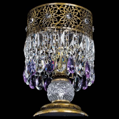 Настольная лампа Восток с пластинками под бронзу Фиолетовая в Симферополе Гусь Хрустальный