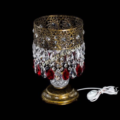 Настольная лампа Восток с пластинками под бронзу Красная в Симферополе Гусь Хрустальный