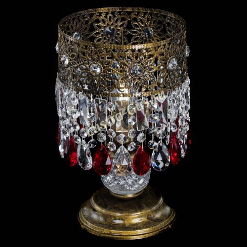 Настольная лампа Восток с пластинками под бронзу Красная в Симферополе Гусь Хрустальный