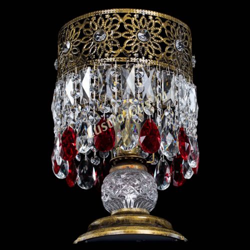 Настольная лампа Восток с пластинками под бронзу Красная в Симферополе Гусь Хрустальный