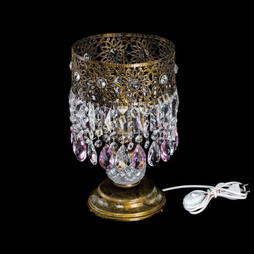 Настольная лампа Восток с пластинками под бронзу Розовая в Симферополе Гусь Хрустальный