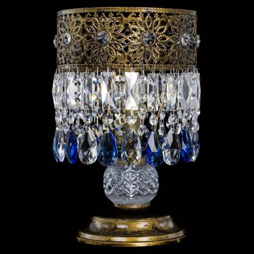 Настольная лампа Восток с пластинками под бронзу Синяя в Симферополе Гусь Хрустальный