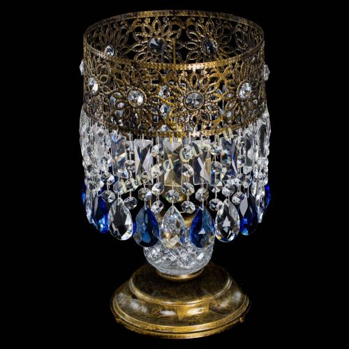 Настольная лампа Восток с пластинками под бронзу Синяя в Симферополе Гусь Хрустальный