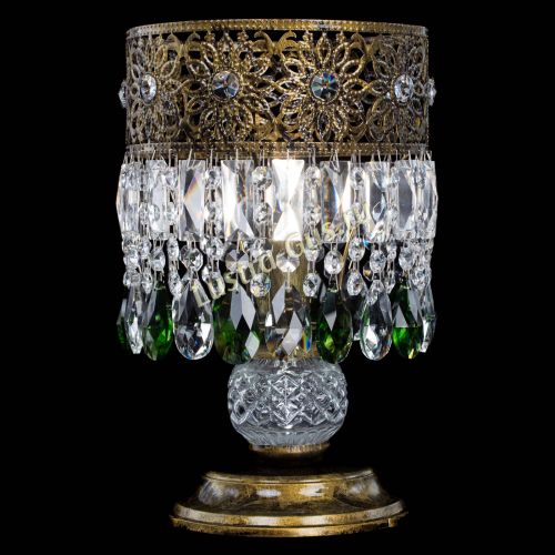 Настольная лампа Восток с пластинками под бронзу Зеленая в Симферополе Гусь Хрустальный