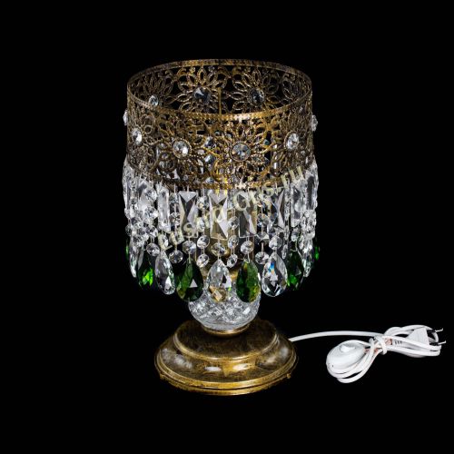 Настольная лампа Восток с пластинками под бронзу Зеленая в Симферополе Гусь Хрустальный