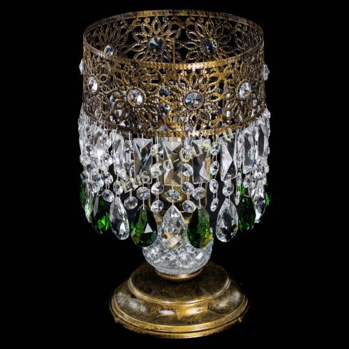 Настольная лампа Восток с пластинками под бронзу Зеленая в Симферополе Гусь Хрустальный