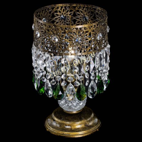 Настольная лампа Восток с пластинками под бронзу Зеленая в Симферополе Гусь Хрустальный