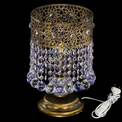 Настольная лампа Восток с шарами под бронзу Фиолетовая в Симферополе Гусь Хрустальный