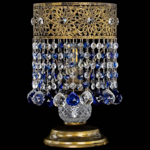 Настольная лампа Восток с шарами под бронзу Синяя в Симферополе Гусь Хрустальный