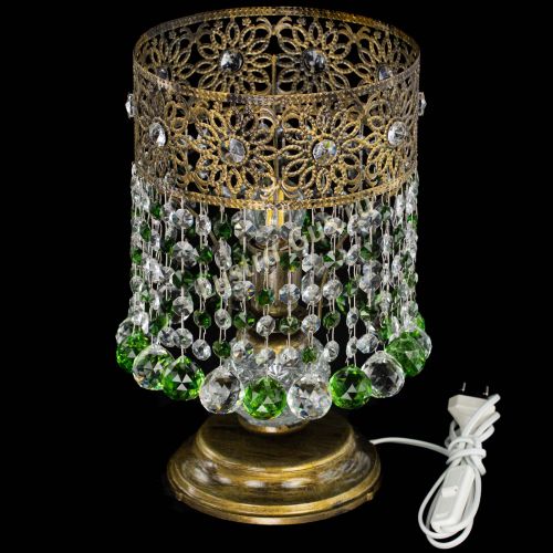 Настольная лампа Восток с шарами под бронзу Зеленая в Симферополе Гусь Хрустальный