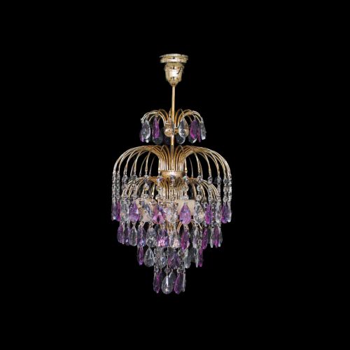 Люстра Хрустальные брызги с подвесом журавлик фиолетовый в Симферополе Гусь Хрустальный