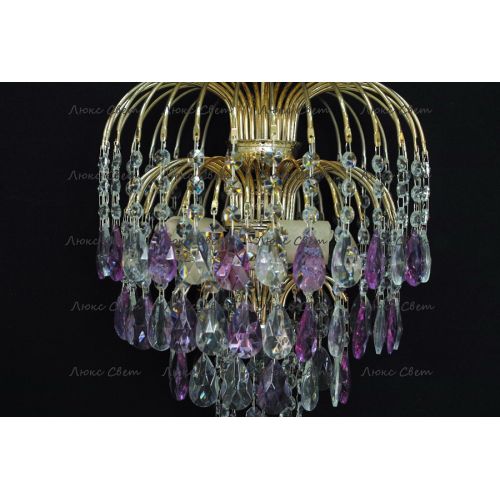 Люстра Хрустальные брызги с подвесом журавлик фиолетовый в Симферополе Гусь Хрустальный
