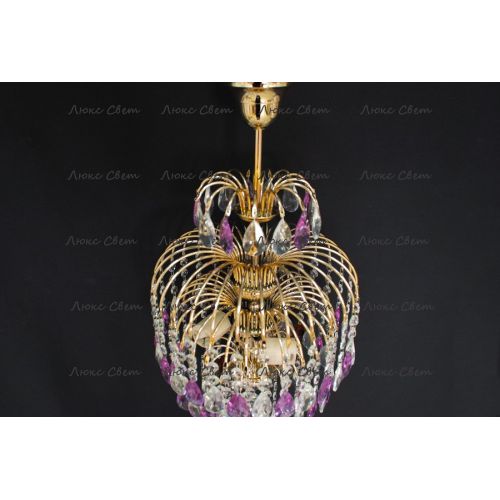 Люстра Хрустальные брызги с подвесом журавлик фиолетовый в Симферополе Гусь Хрустальный