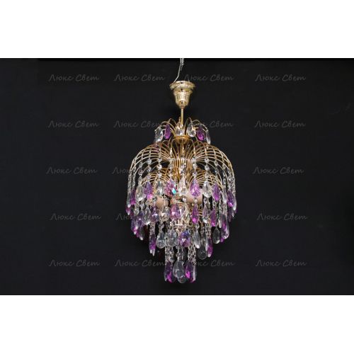 Люстра Хрустальные брызги с подвесом журавлик фиолетовый в Симферополе Гусь Хрустальный