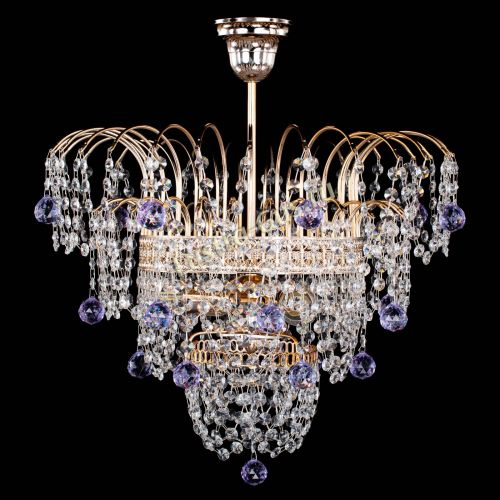 Люстра Агата Венеция №2 - 3 лампы фиолетовая в Симферополе Гусь Хрустальный