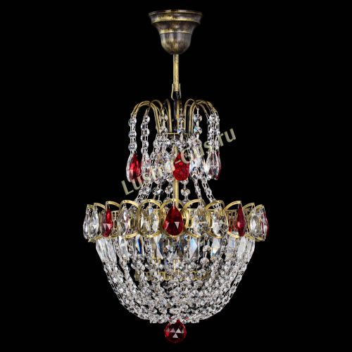 Люстра Астра №1 с подвесом под бронзу Красная в Симферополе Гусь Хрустальный