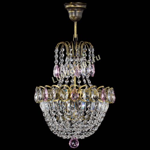 Люстра Астра №1 с подвесом под бронзу Розовая в Симферополе Гусь Хрустальный