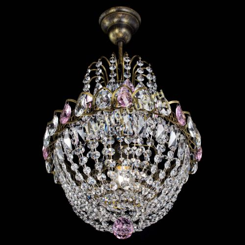 Люстра Астра №1 с подвесом под бронзу Розовая в Симферополе Гусь Хрустальный