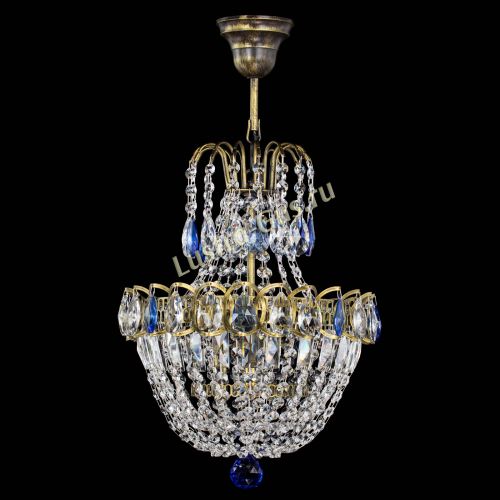 Люстра Астра №1 с подвесом под бронзу Синяя в Симферополе Гусь Хрустальный