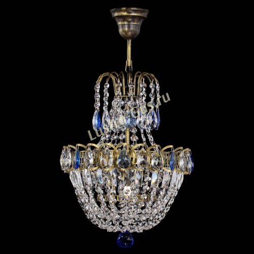 Люстра Астра №1 с подвесом под бронзу Синяя в Симферополе Гусь Хрустальный
