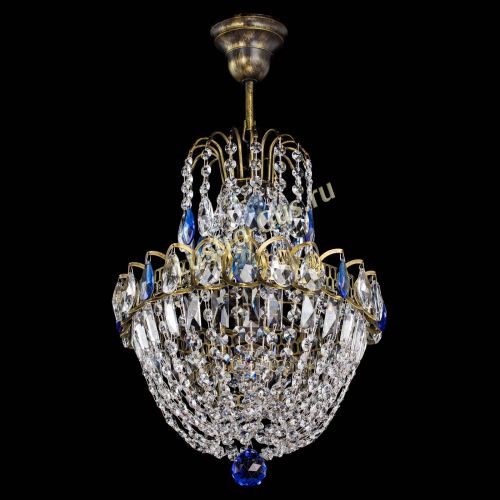 Люстра Астра №1 с подвесом под бронзу Синяя в Симферополе Гусь Хрустальный