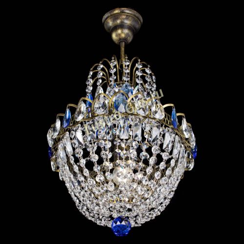 Люстра Астра №1 с подвесом под бронзу Синяя в Симферополе Гусь Хрустальный