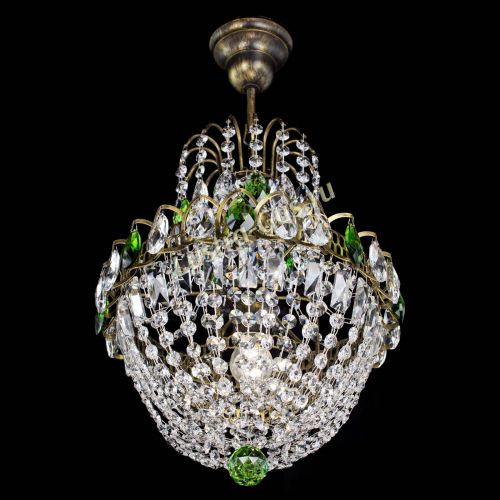 Люстра Астра №1 с подвесом под бронзу Зеленая в Симферополе Гусь Хрустальный