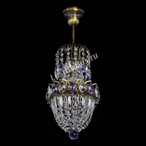 Люстра Астра №1 узкая фиолетовая под бронзу в Симферополе Гусь Хрустальный