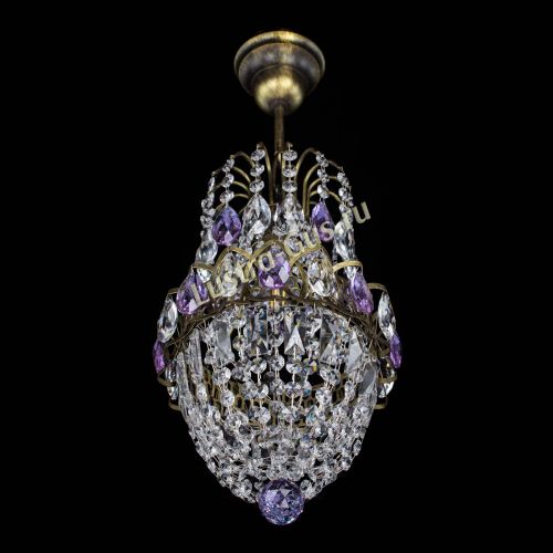 Люстра Астра №1 узкая фиолетовая под бронзу в Симферополе Гусь Хрустальный