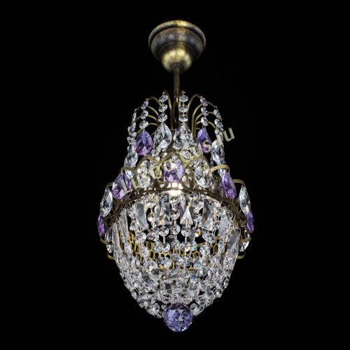 Люстра Астра №1 узкая фиолетовая под бронзу в Симферополе Гусь Хрустальный