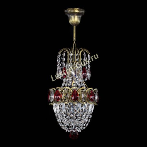 Люстра Астра №1 узкая красная под бронзу в Симферополе Гусь Хрустальный