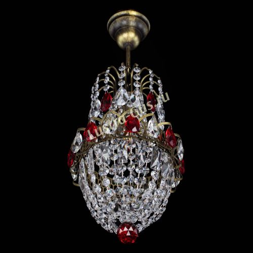 Люстра Астра №1 узкая красная под бронзу в Симферополе Гусь Хрустальный