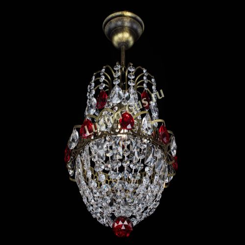 Люстра Астра №1 узкая красная под бронзу в Симферополе Гусь Хрустальный