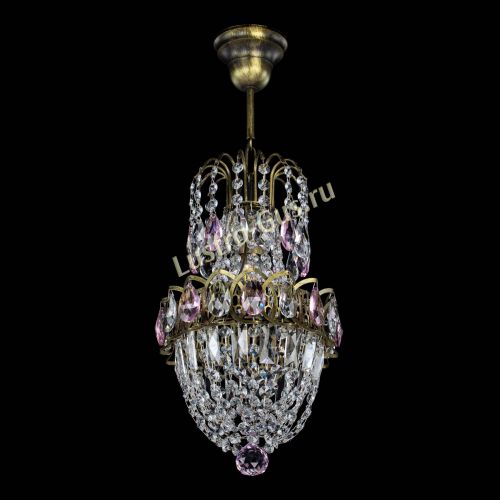 Люстра Астра №1 узкая розовая под бронзу в Симферополе Гусь Хрустальный