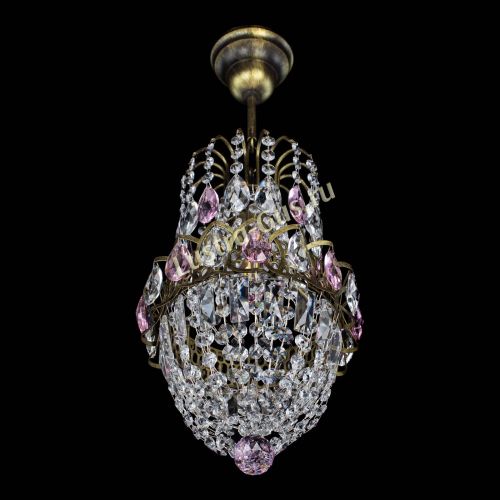 Люстра Астра №1 узкая розовая под бронзу в Симферополе Гусь Хрустальный